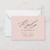 バジェットパンパスグラスナチュラルピンクの結婚式RSVP ノートカード (裏面)