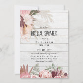 バジェットパンパスグラスフォトブライダルシャワー招待状 (正面)