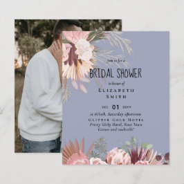 バジェットパンパスグラスフォトブライダルシャワー招待状