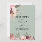 バジェットパンパスグラスフォトブライダルシャワー招待状 (正面)