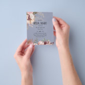 バジェットパンパスグラスフォトブライダルシャワー招待状 チラシ (手)