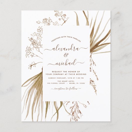 バジェットパンパスグラスフォトボヘミアン結婚ボホズ チラシ (正面)