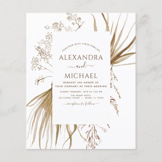 バジェットパンパスグラスフォトボヘミアン結婚ボホズ チラシ (正面)