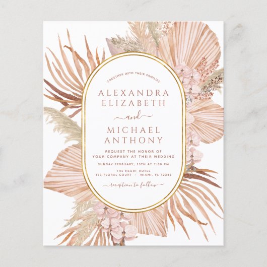 バジェットパンパスグラスフォトボホトロピカルズ結婚ズ チラシ (正面)