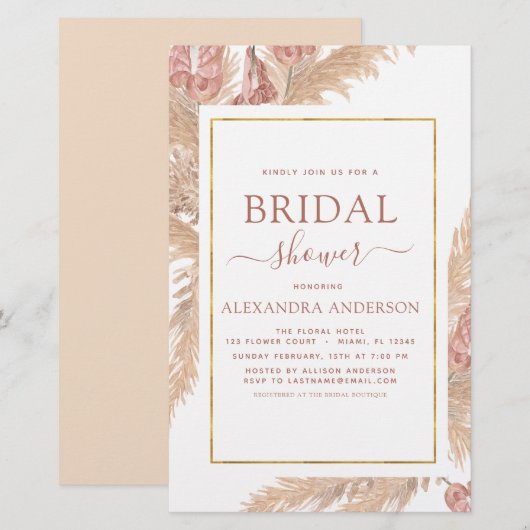 バジェットパンパスグラスブライダルシャワーボヘミアンボホ (正面/裏面)