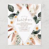 バジェットパンパスグラスブライダルシャワーボホ招待状 (正面)