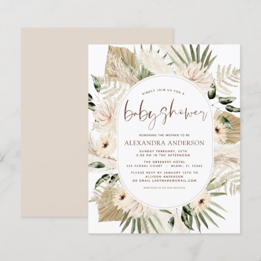 バジェットパンパスグラスベビーシャワーボホユーカリ (正面/裏面)