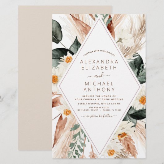 バジェットパンパスグラスボホユーカリ結婚プス (正面/裏面)