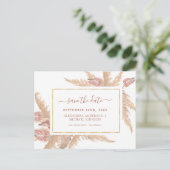 バジェットパンパスグラスボホ日付はがきを保存 ポストカード (スタンド正面)