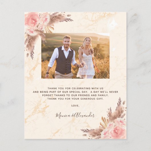 バジェットパンパスグラス写真結婚大理石感謝していのあなた (裏面)