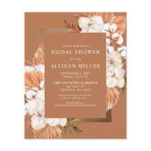 バジェットパンパスコットンブライダルシャワー招待