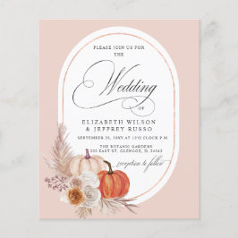 バジェットパンパスパンプキン秋の結婚式招待状