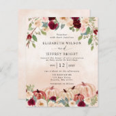 バジェットパンプキンズカントリー秋の結婚式招待状 (正面/裏面)