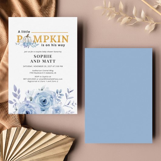 バジェットパンプキンブルー薄紫ボーイズベビーシャワー ノートカード