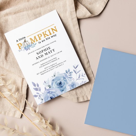 バジェットパンプキンブルー薄紫ボーイズベビーシャワー ノートカード