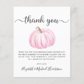 バジェットパンプキンベビーガールシャワーサンキューカード (正面)