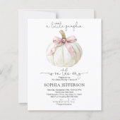 バジェットパンプキン&ピンクボウベビーシャワー招待状 (正面)