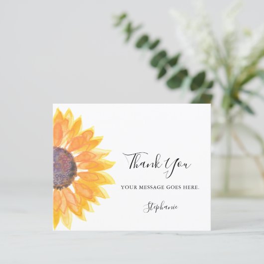 バジェットパーソナライズされたひまわりサンキューカード (スタンド正面)