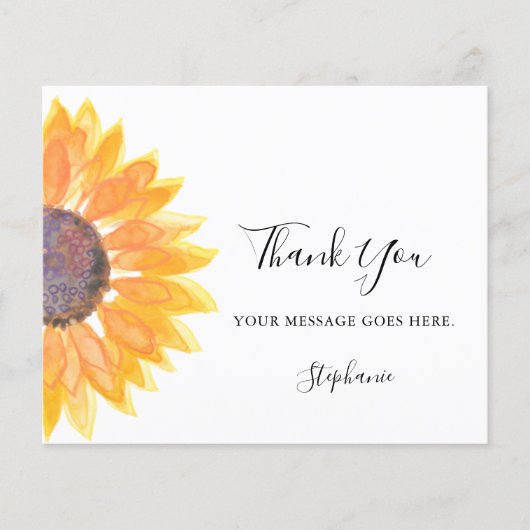 バジェットパーソナライズされたひまわりサンキューカード (正面)