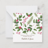 バジェットパーソナライズされたフォトクリスマスホリーリース ノートカード (裏面)