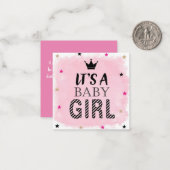 バジェットパーソナライズされたベビーガール誕生のお知らせ ノートカード (正面/裏面インサイチュ)