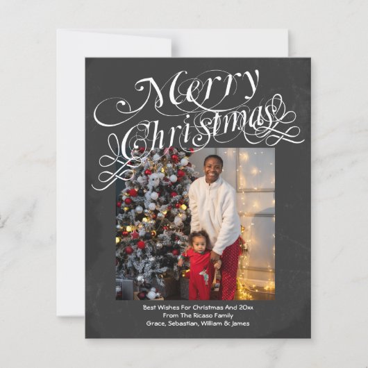 バジェットパーソナライズされた写真と文字クリスマスカード (正面)