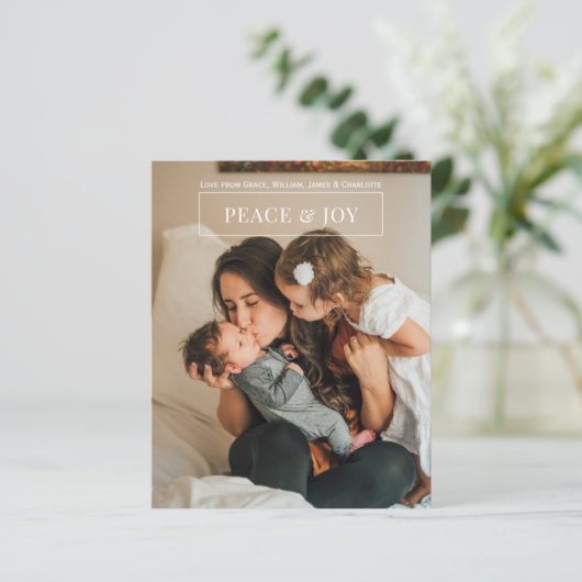 バジェットパーソナライズされた写真と文字クリスマスカード (スタンド正面)