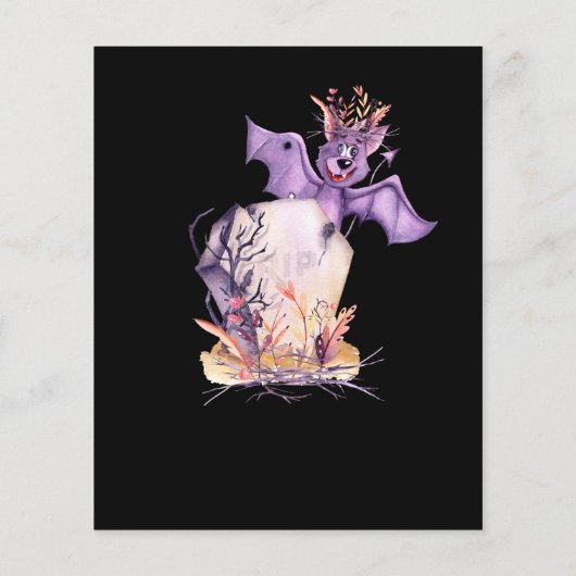 バジェットパープルこうもり悪い怖いハロウィーンフライヤー (裏面)