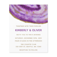 バジェットパープルと金ゴールドアゲート結婚式招待状