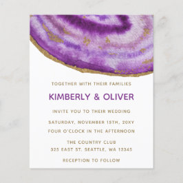 バジェットパープルと金ゴールドアゲート結婚式招待状