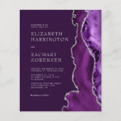 バジェットパープルアガテシルバーQRコードウェディング招待 (正面)