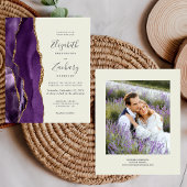 バジェットパープルアガテフォトアイボリー結婚式の招待