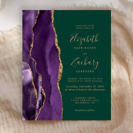 バジェットパープルアゲートエメラルドグリーンウェディング招待