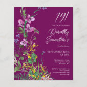 バジェットパープルイエローフローラ19th誕生日招待状 (正面)