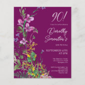 バジェットパープルイエローフローラ90th誕生日招待状 (正面)