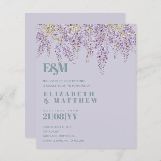 バジェットパープルウィステリアセージフローラ庭園の結婚式 (正面/裏面)
