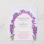 バジェットパープルウィステリアフローラ結婚式招待状 (正面/裏面)