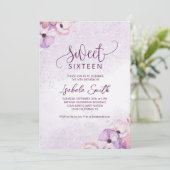 バジェットパープルウォーターカラースウィート16招待状 招待状 (スタンド正面)