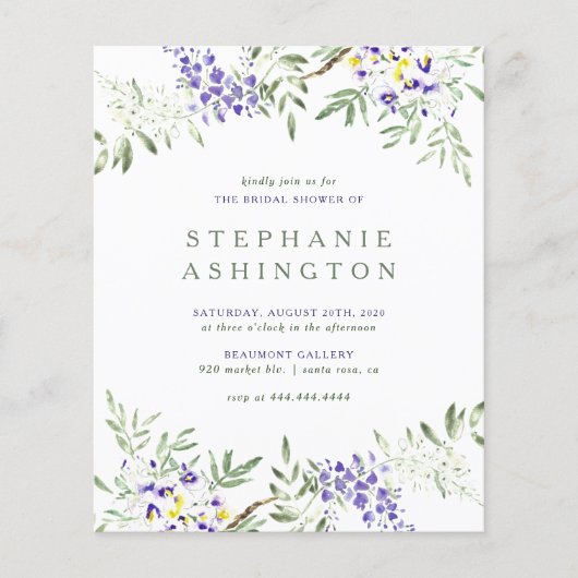 バジェットパープルウォーターカラーフジテリアブライダルシャワー (正面)