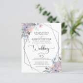 バジェットパープルウォーターカラーフローラ結婚式招待状 (スタンド正面)