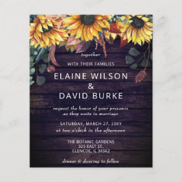 バジェットパープルウッドサンフラワーズ結婚式招待状