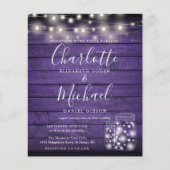 バジェットパープルウッドメイソンジャース結婚式招待状 (正面)