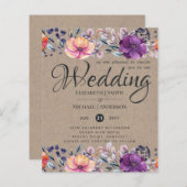 バジェットパープルオレンジダークまで夜明け結婚式の招待 (正面/裏面)