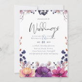 バジェットパープルオレンジダークまで夜明け結婚式の招待 招待状 (正面)