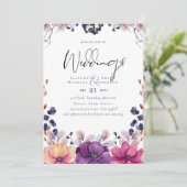 バジェットパープルオレンジダークまで夜明け結婚式の招待 招待状 (スタンド正面)