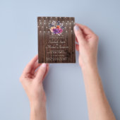 バジェットパープルオレンジフローラ結婚式の招待 チラシ (手)