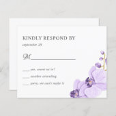 バジェットパープルオーキッドシックボタニカルウェディングRSVP (正面/裏面)