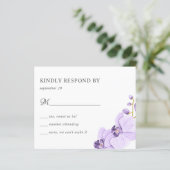 バジェットパープルオーキッドシックボタニカルウェディングRSVP (スタンド正面)