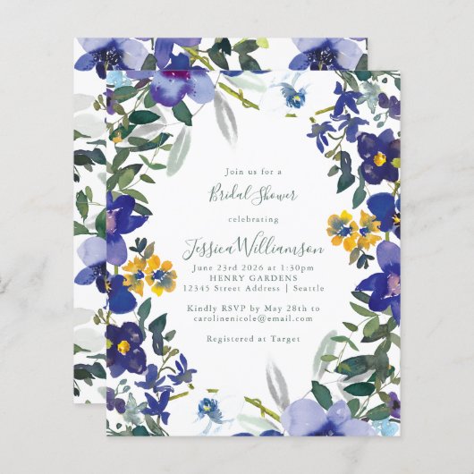 バジェットパープルオーキッドフローラフレームブライダルシャワー (正面/裏面)