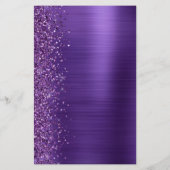 バジェットパープルグラムグリッター結婚式招待状 (裏面)